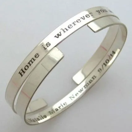 Quote Engraved Sterling Silver Cuff - Gift for Her