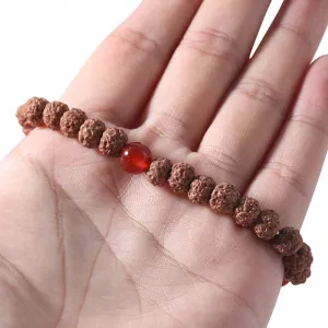 Red Onyx & Original Rudraksha Beaded Elastic Cord Bracelet Male Female Fashion Glamour Yoga Simple Bangle Jewelry