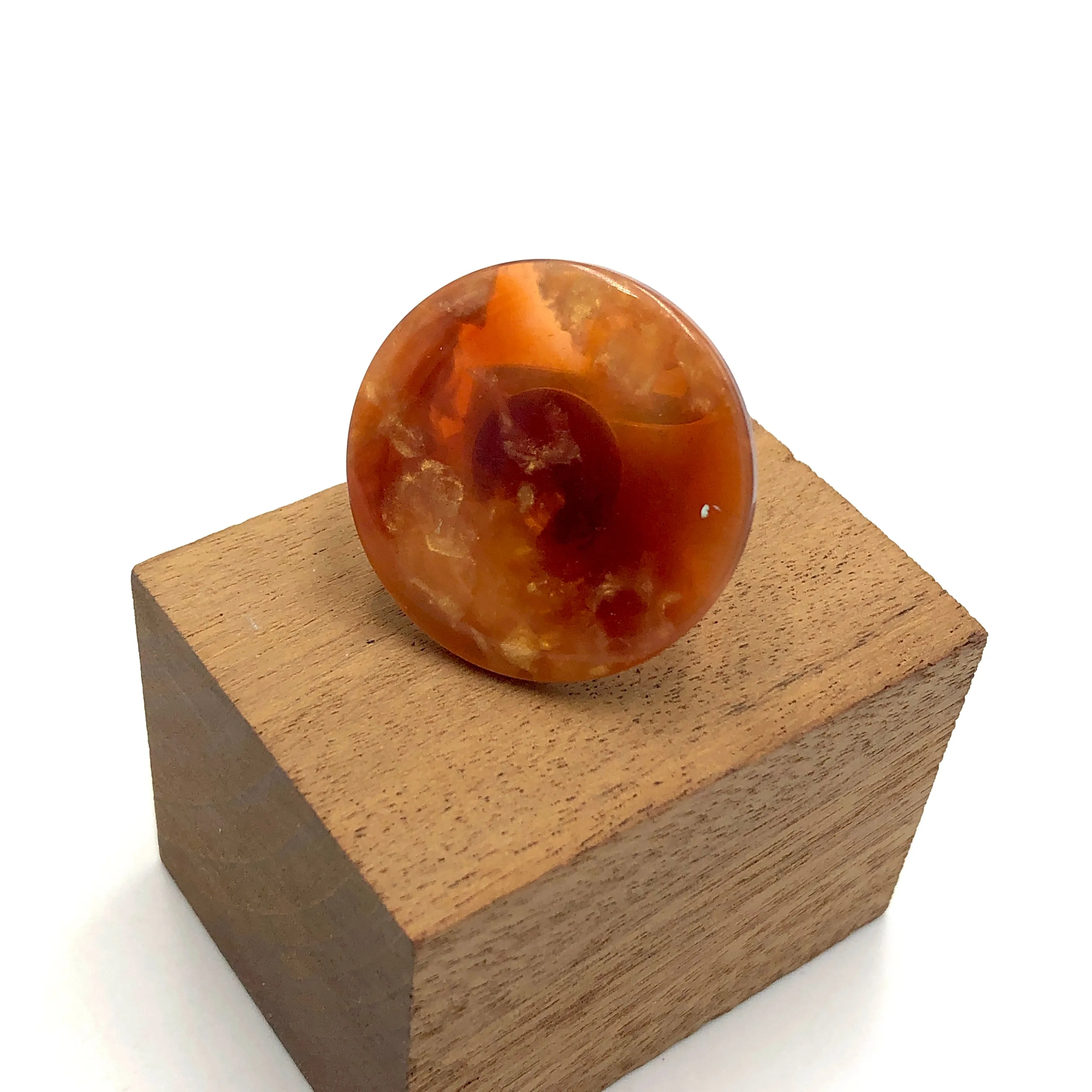 Rusty Red & Copper Fleck Lucite Cocktail Ring