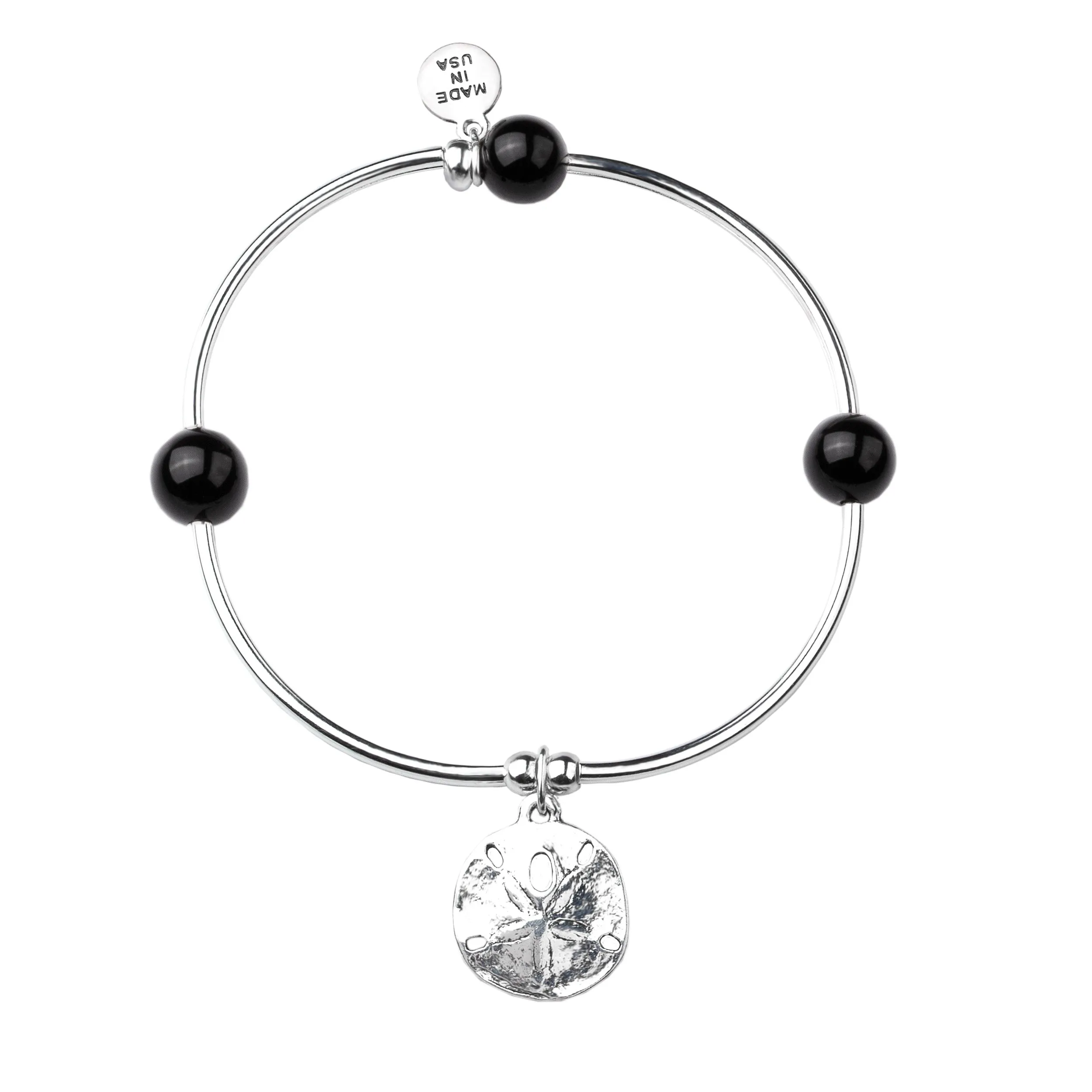 Sand Dollar | Soft Bangle Charm Bracelet | Onyx