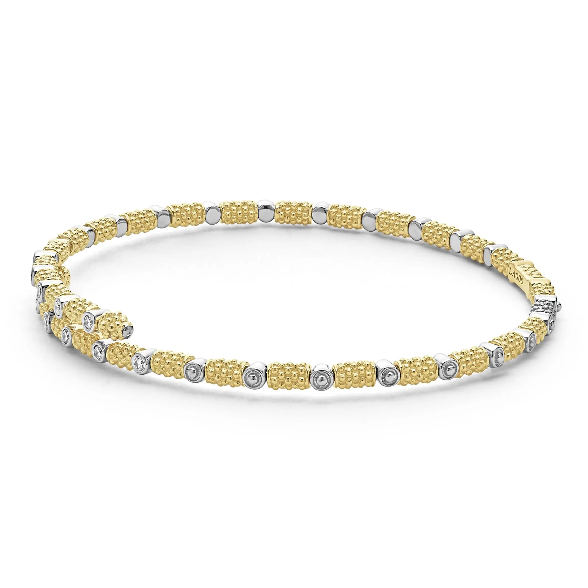 Signature Caviar 18K Gold and Diamond Superfine Cuff Bracelet