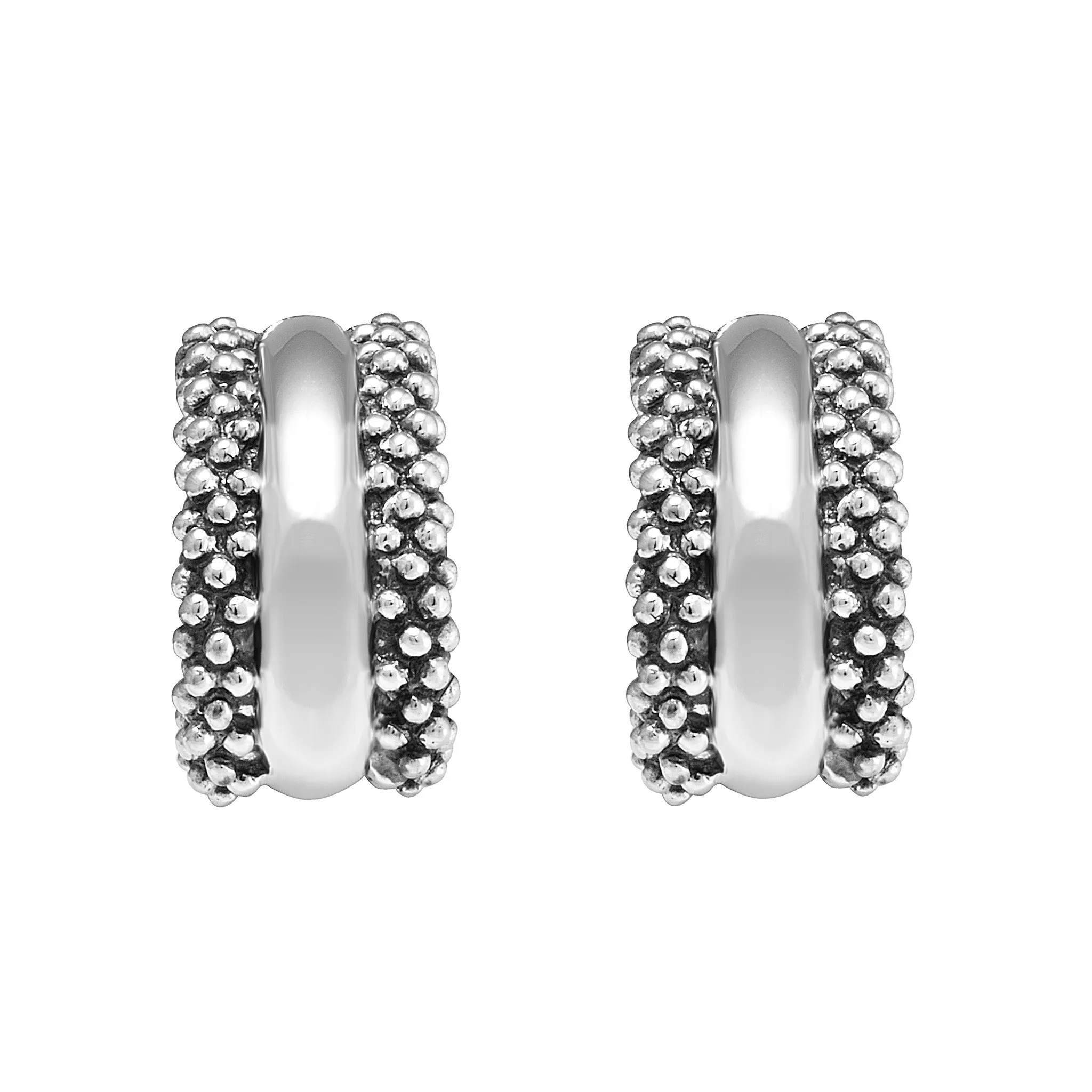 Signature Caviar Silver Station Caviar Huggie Earrings