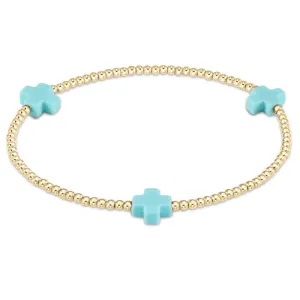 signature cross gold pattern 2mm bead bracelet - turquoise by enewton