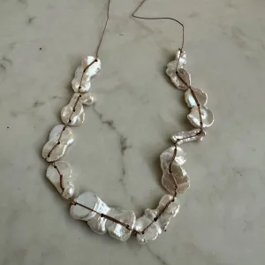 Silk thread and keshi pearl necklace