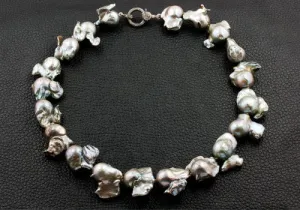 Silver Baroque Pearl Necklace