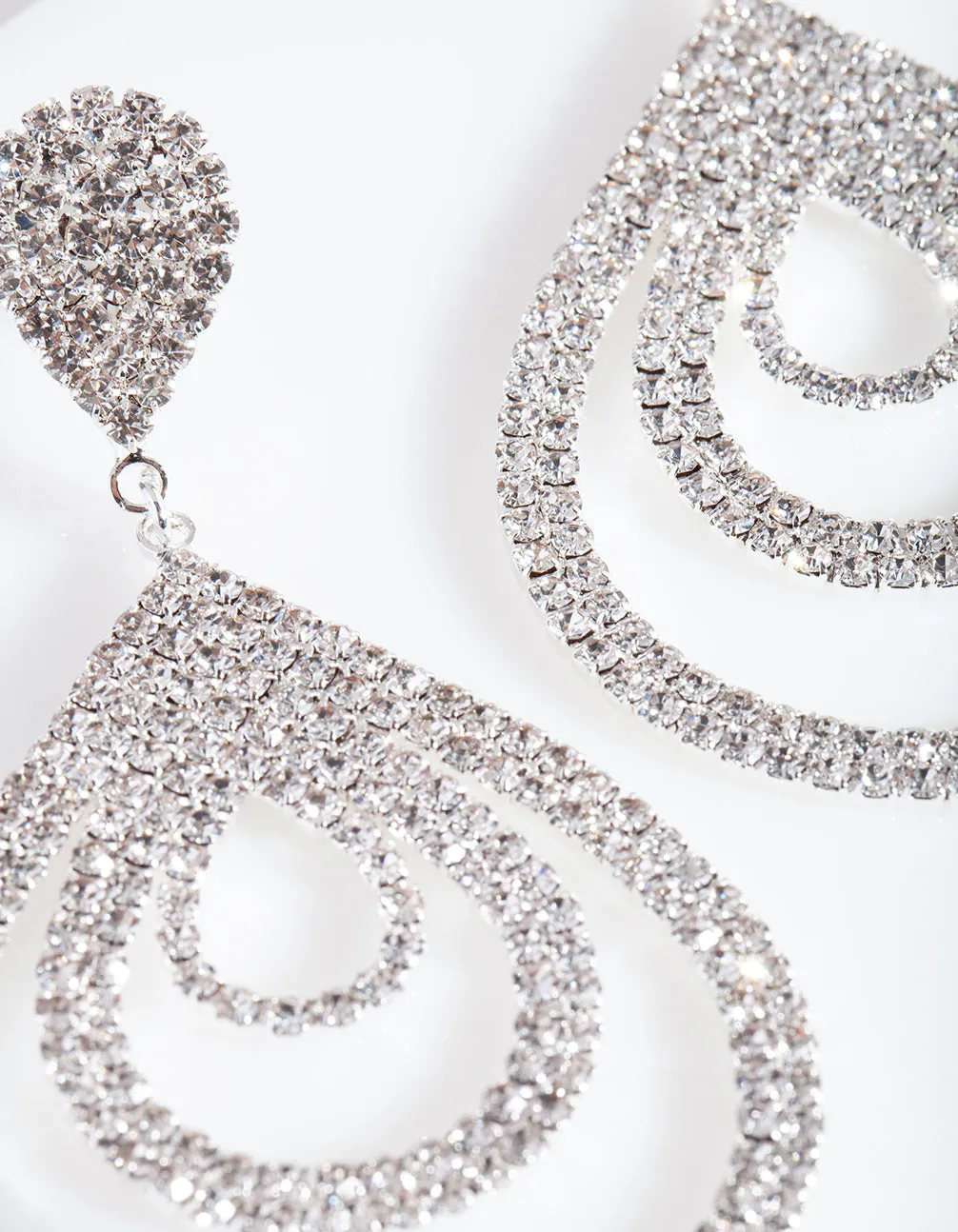 Silver Diamante Multi Droplet Drop Earrings