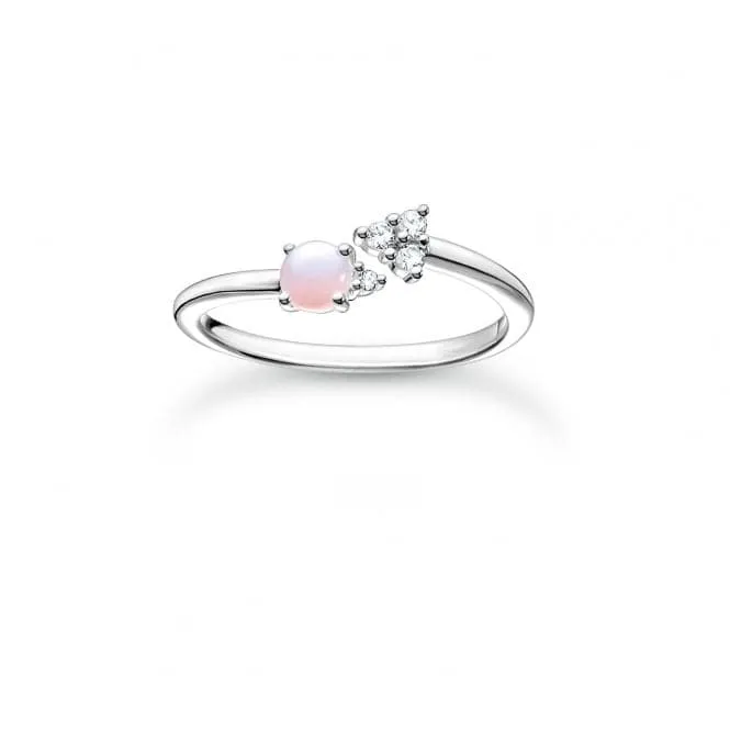 Silver Zirconia Arrow Shimmering Pink Ring TR2345-166-7