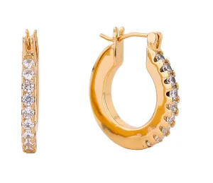 SJE310204 14K Heart Shape CZ Paved Hoop Earrings