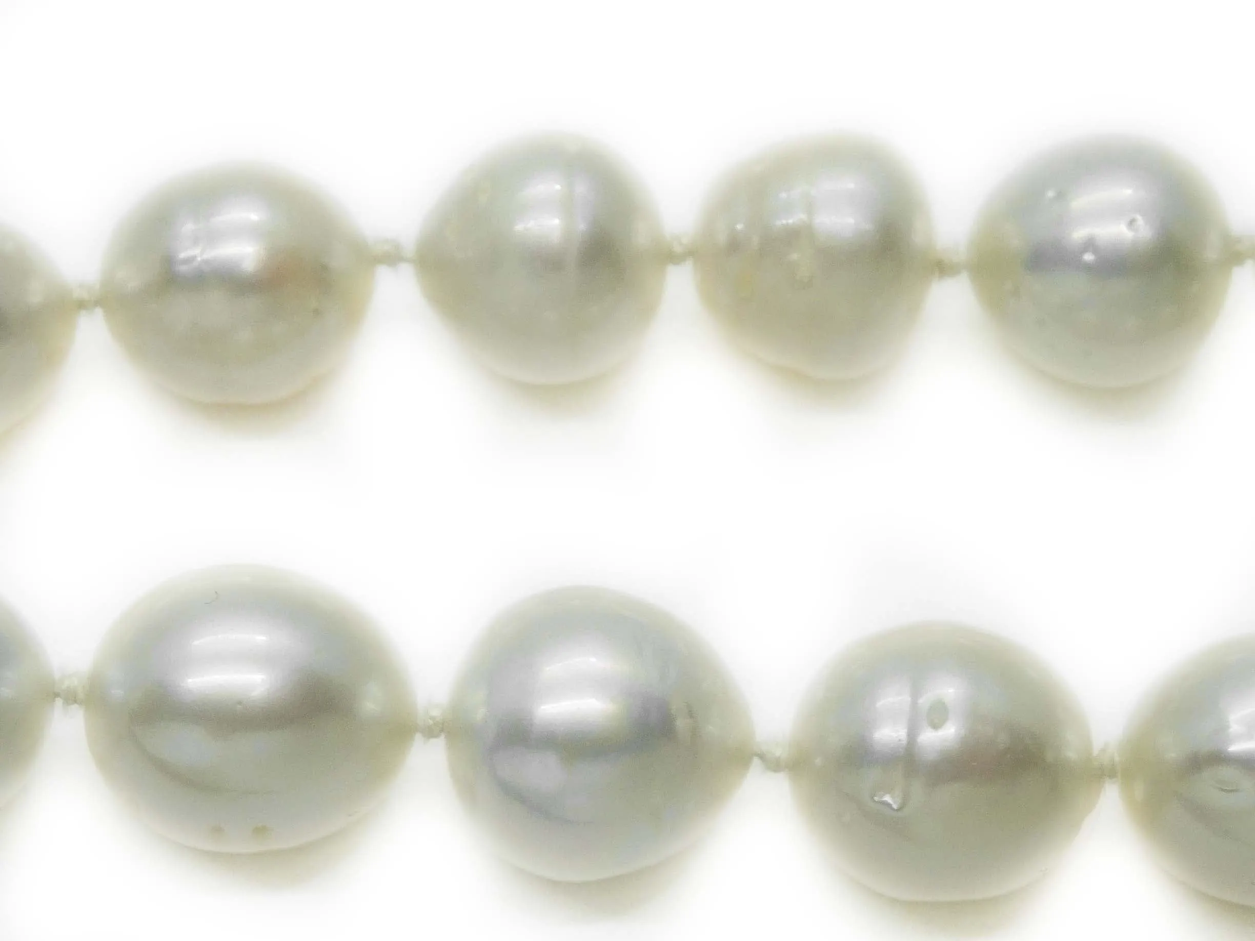 South Sea Pearl Bead Necklace with Diamond 14k Gold Clasp & GIA Report