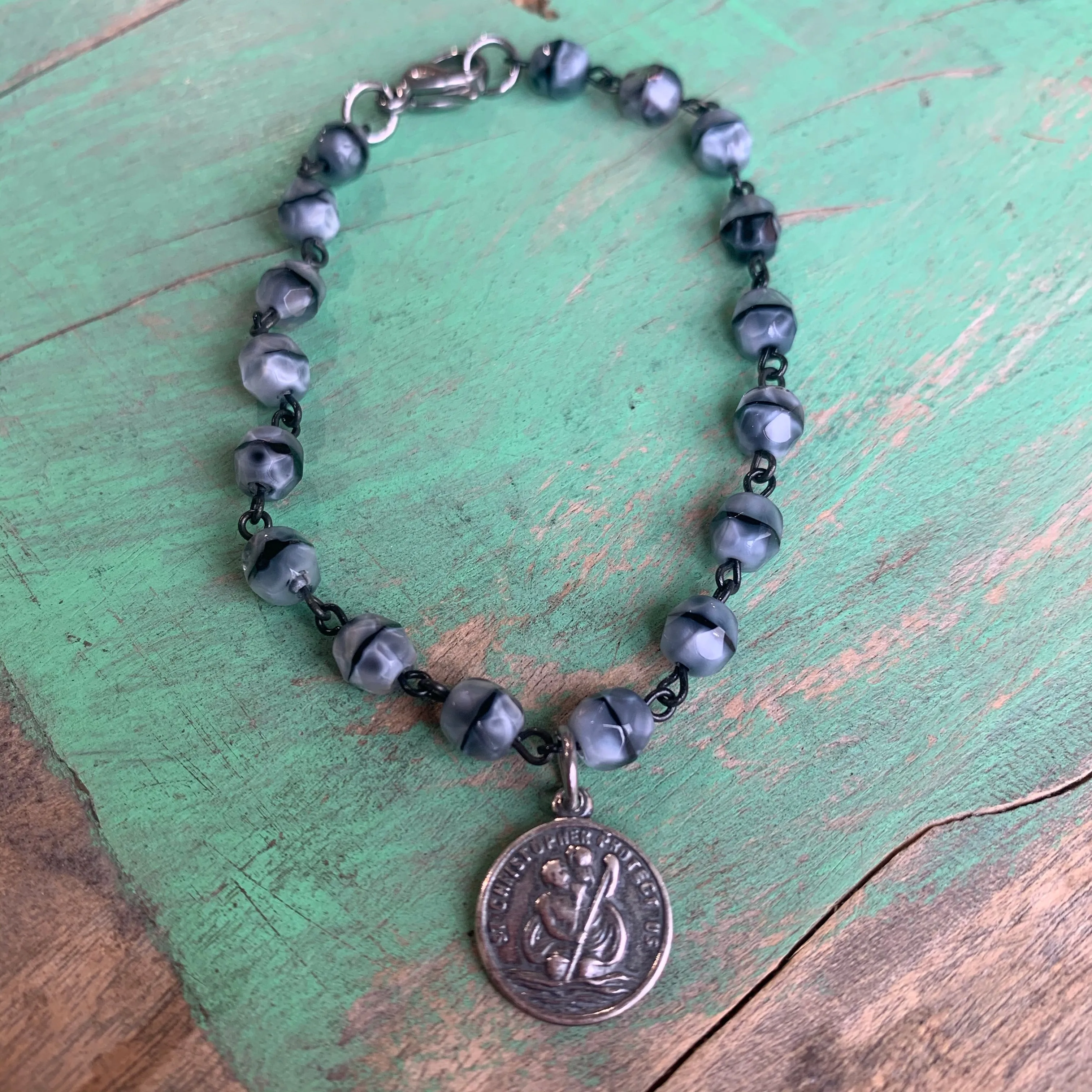 St Christopher Black Tiger Eye Set