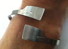 Stainless Steel Double Rowing Hatchet Oar Blade Cuff Bracelet by Rubini Jewelers