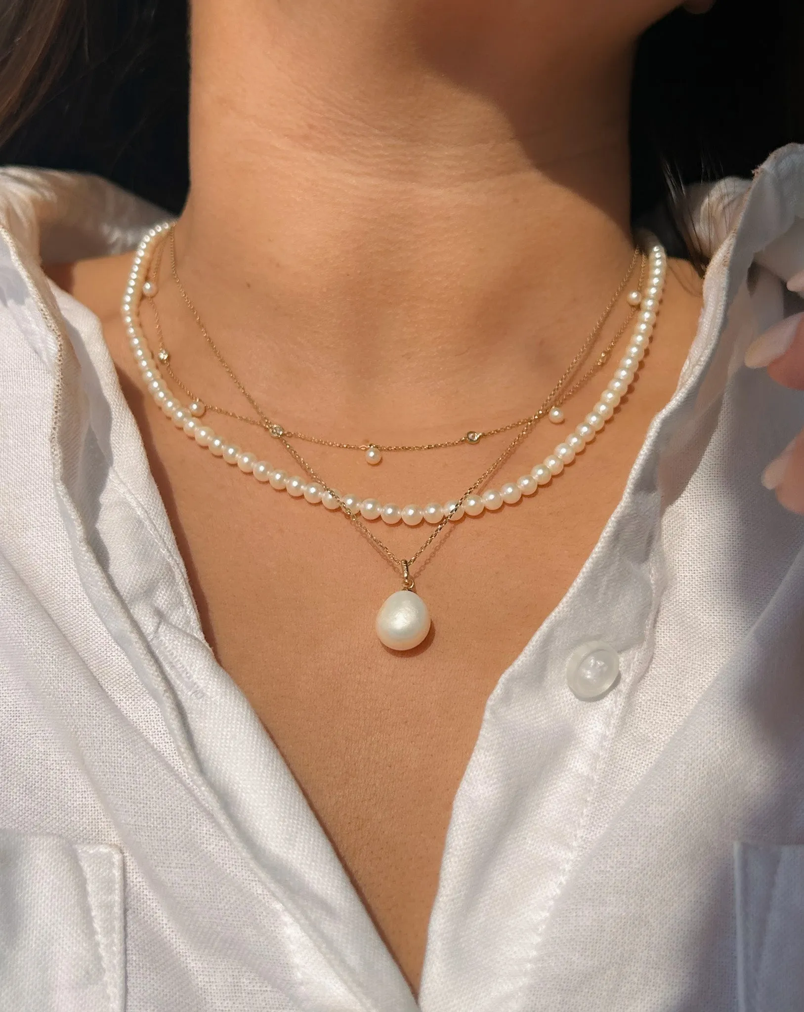 Sterling Silver 16” Pearl Necklace