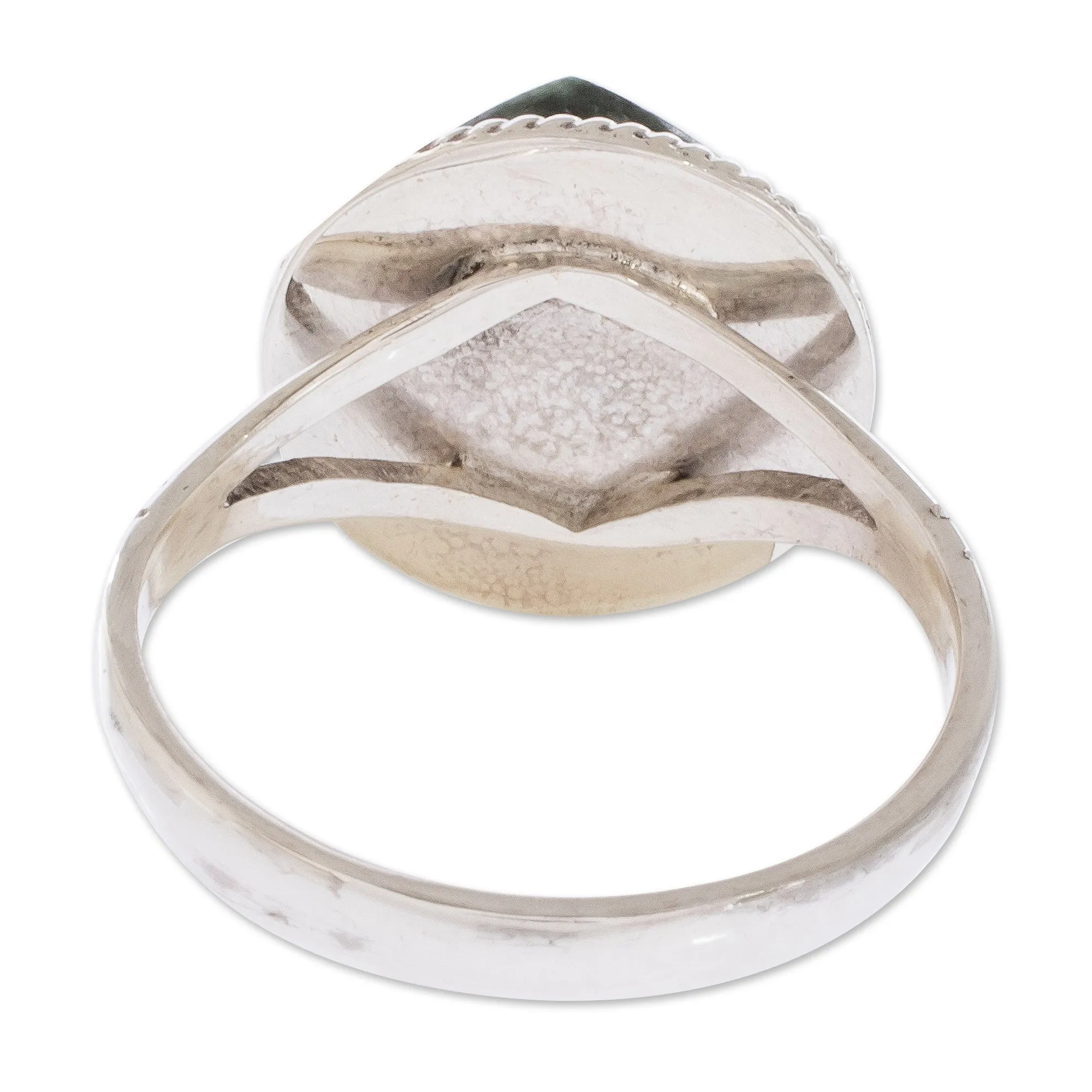 Sterling Silver Green Jade Cocktail Ring - Square Circle | NOVICA