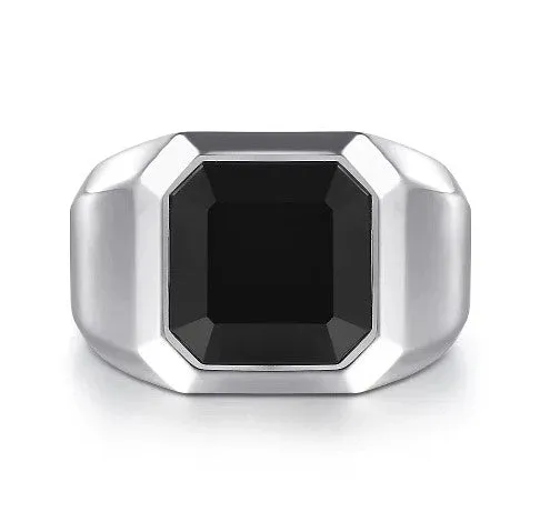 Sterling Silver Men's Black Onyx Ring