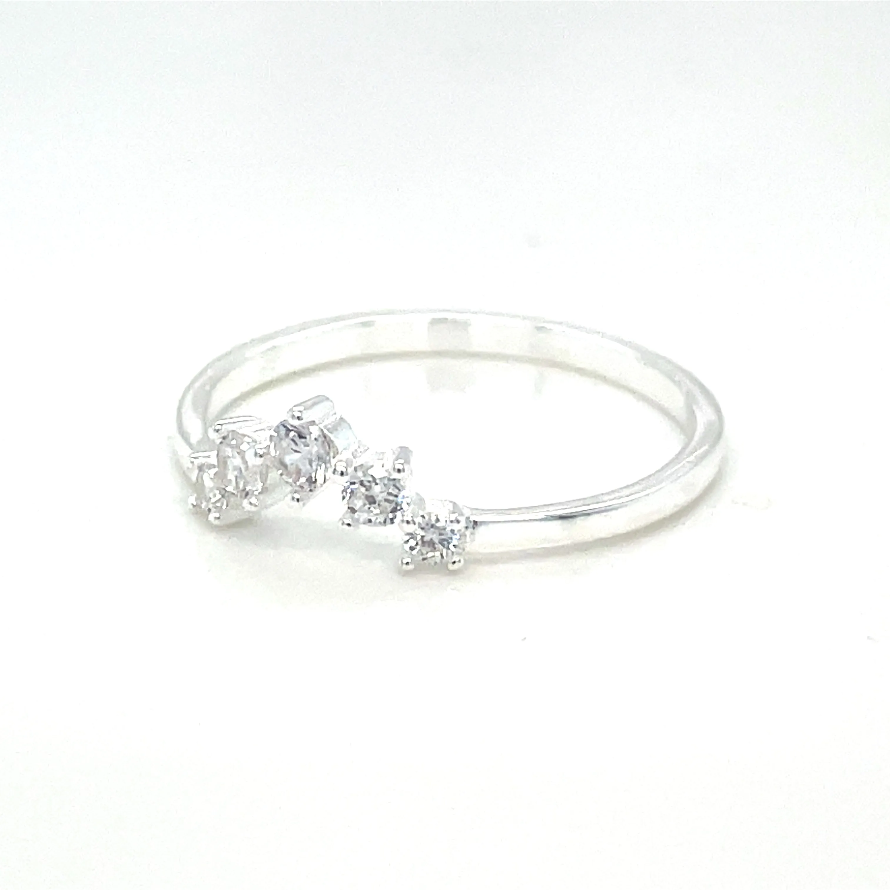 Sterling Silver Petite Cz Crown Ring