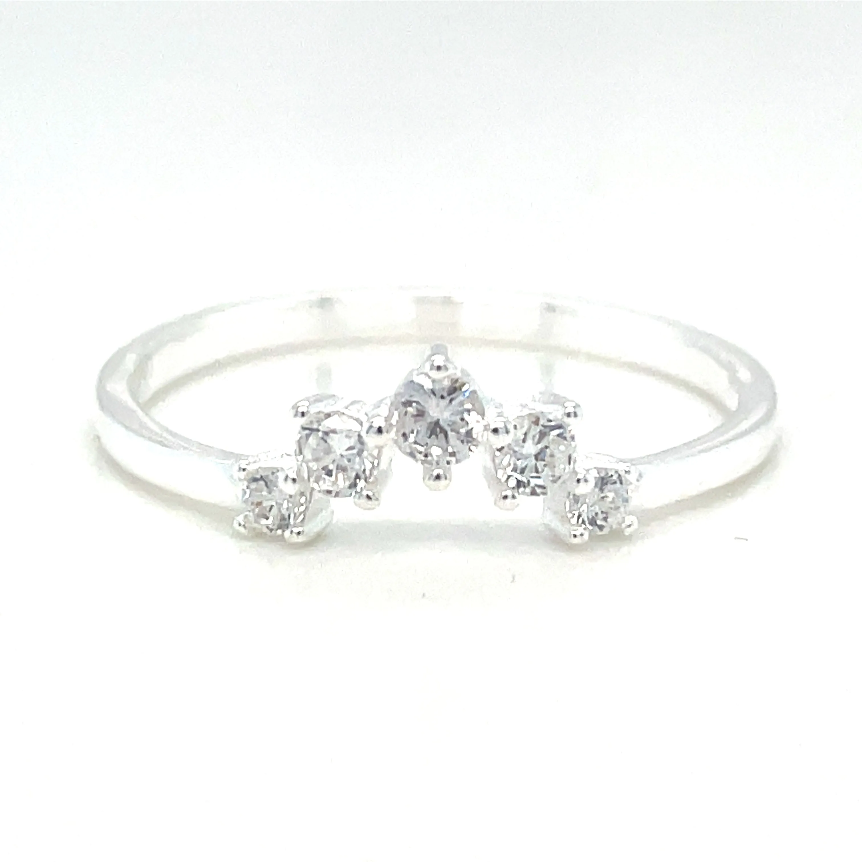 Sterling Silver Petite Cz Crown Ring