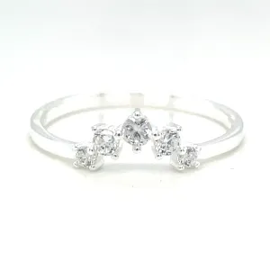 Sterling Silver Petite Cz Crown Ring