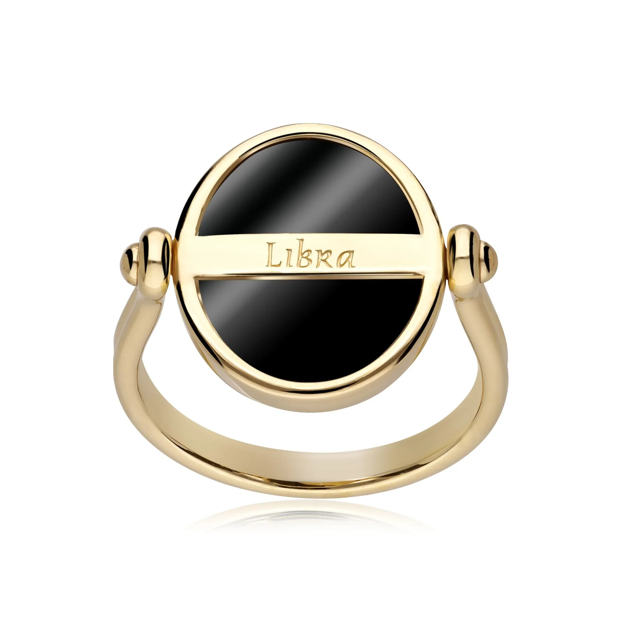 Sternzeichen Waage Schwarzer Onyx Flip Ring