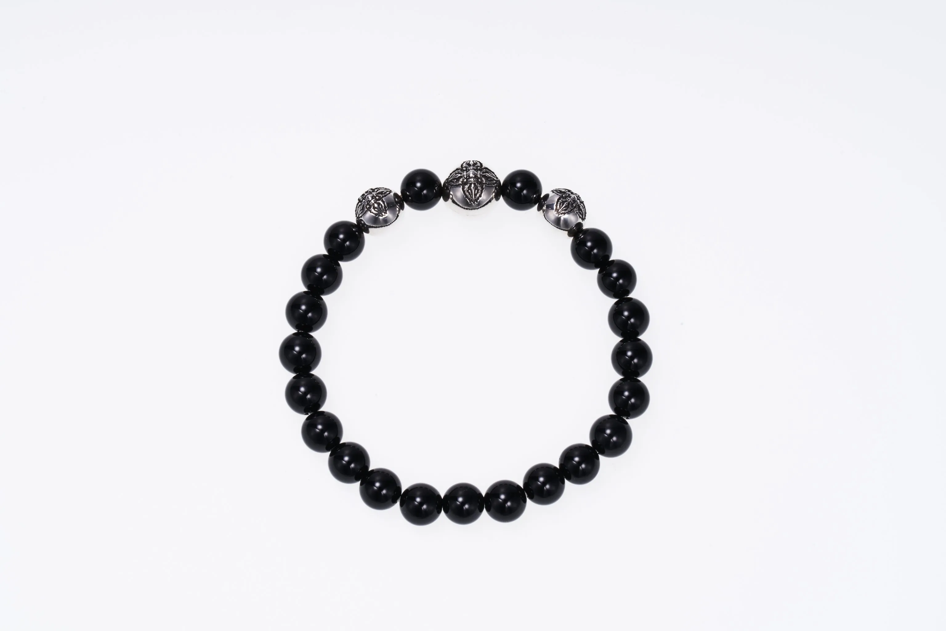 Stone Bracelet With Double Dorje Ball : (Onyx)