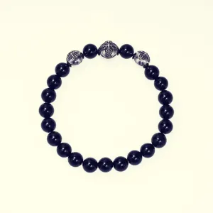 Stone Bracelet With Double Dorje Ball : (Onyx)