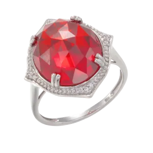 Stunning Cocktail Ring with Red CZ