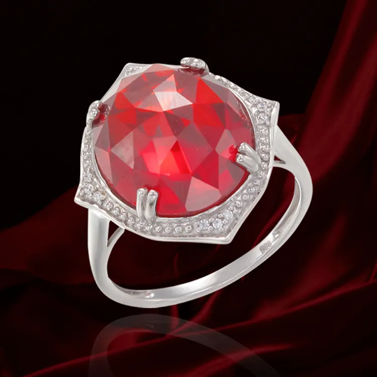 Stunning Cocktail Ring with Red CZ