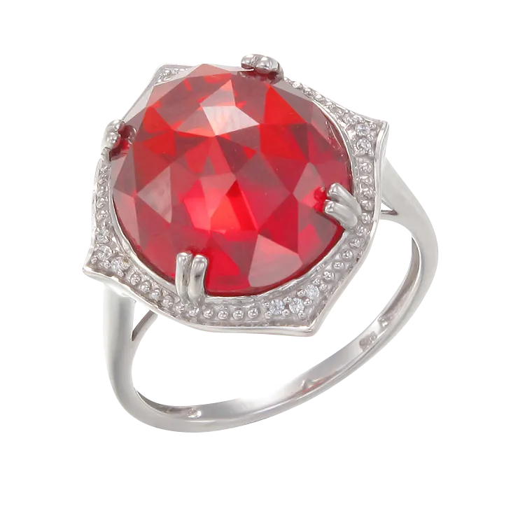 Stunning Cocktail Ring with Red CZ