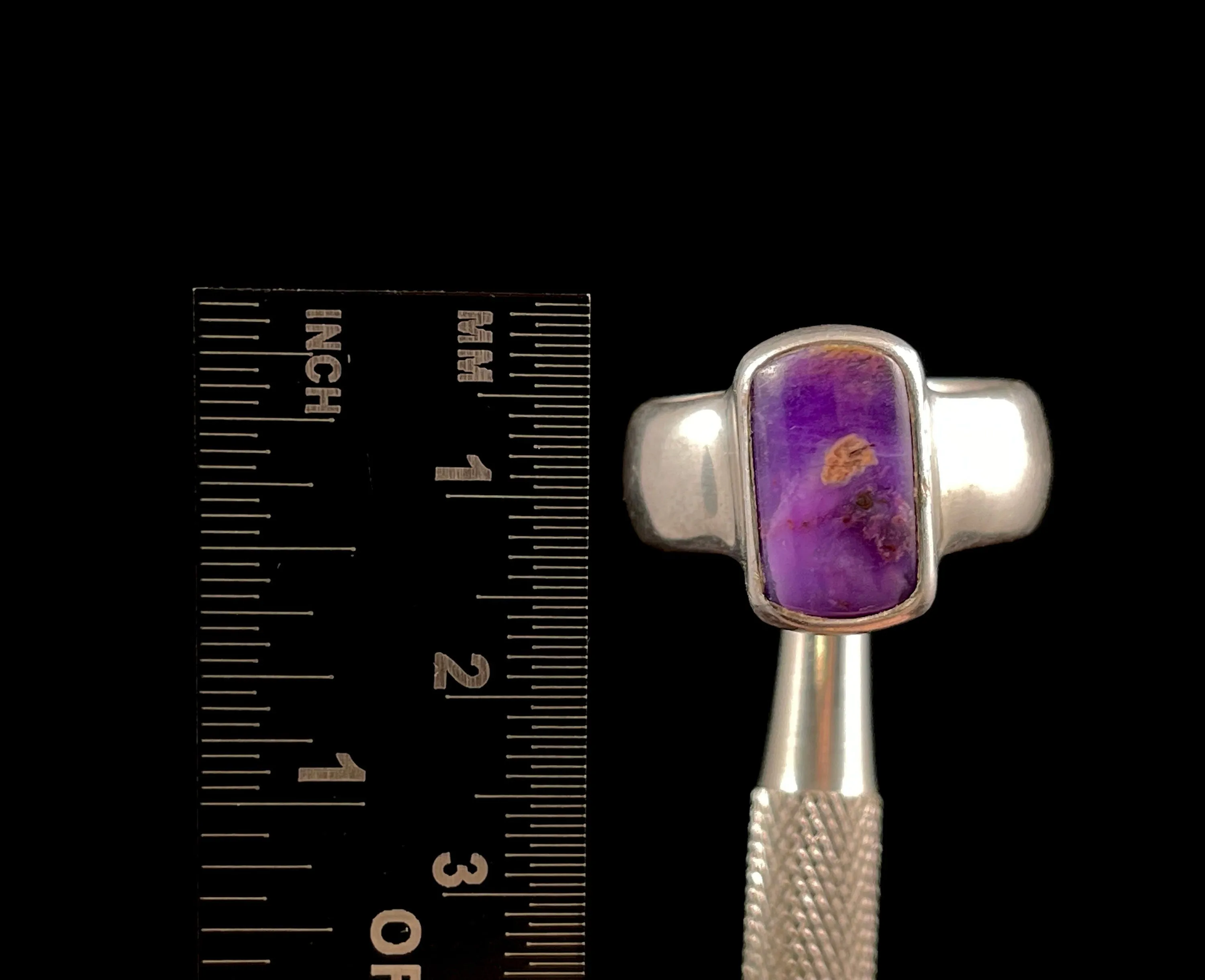 SUGILITE Crystal Ring - Size 8.5, Sterling Silver, Rectangle - Crystal Ring, Cocktail Ring, Boho Jewelry, 51431