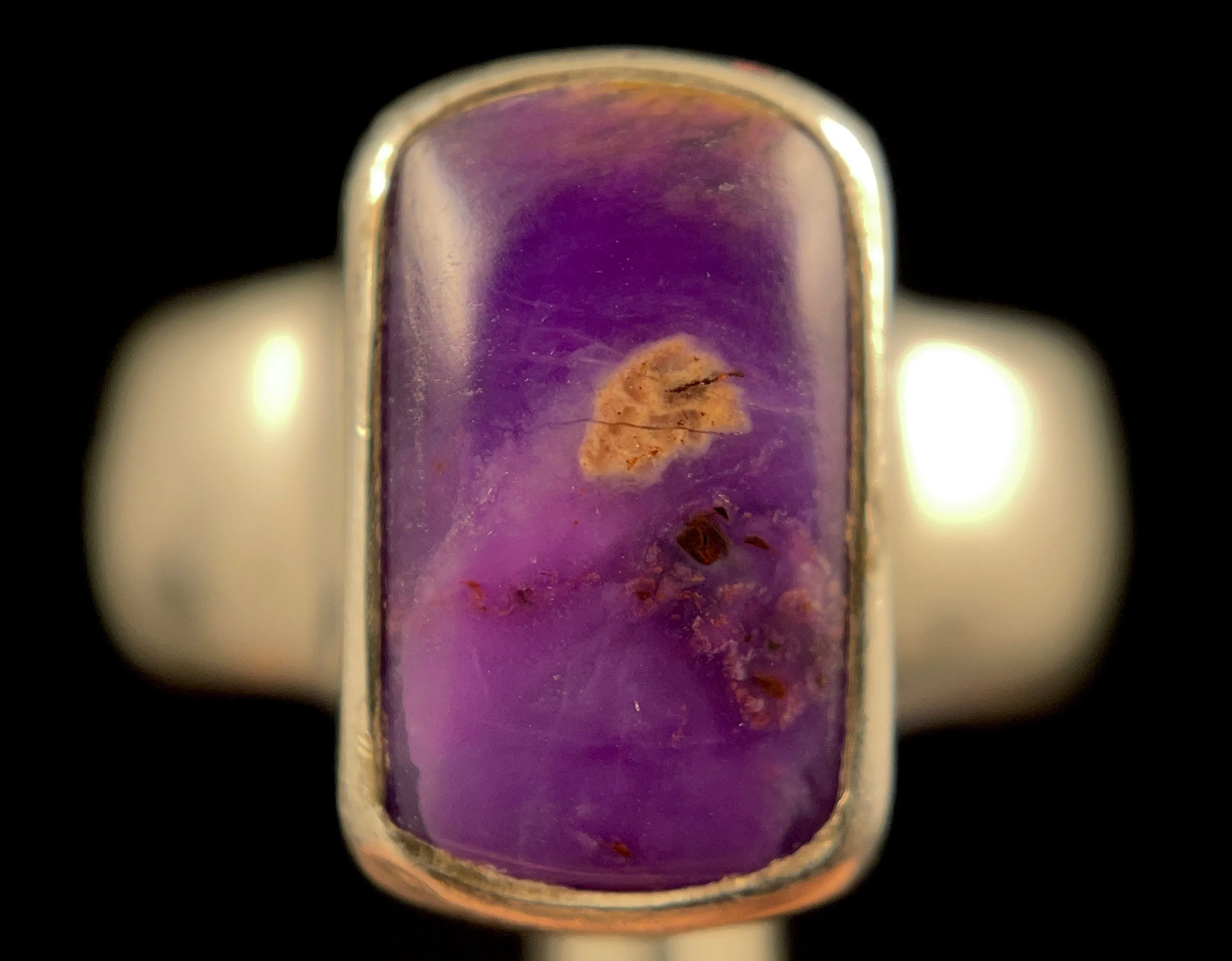 SUGILITE Crystal Ring - Size 8.5, Sterling Silver, Rectangle - Crystal Ring, Cocktail Ring, Boho Jewelry, 51431