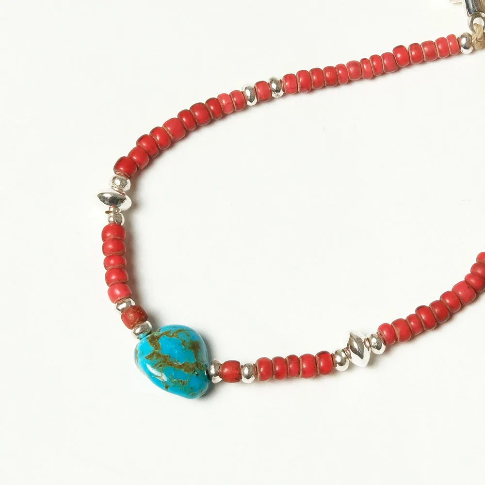 SunKu  - Sun House Exclusive - Kingman Turquoise Bracelet - Red - SKSH-23SP