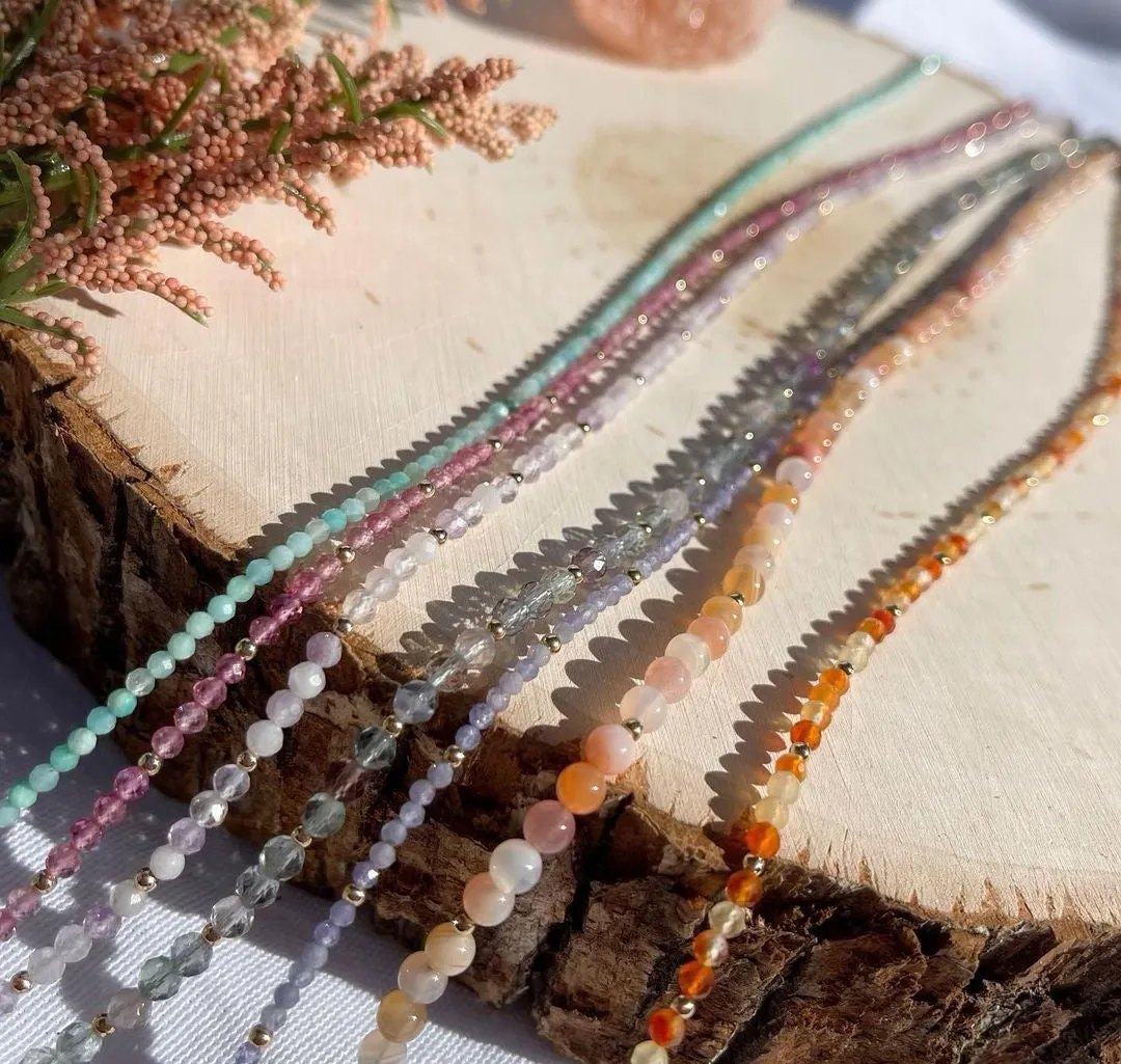 Sweet Peony Carnelian Beaded Necklace