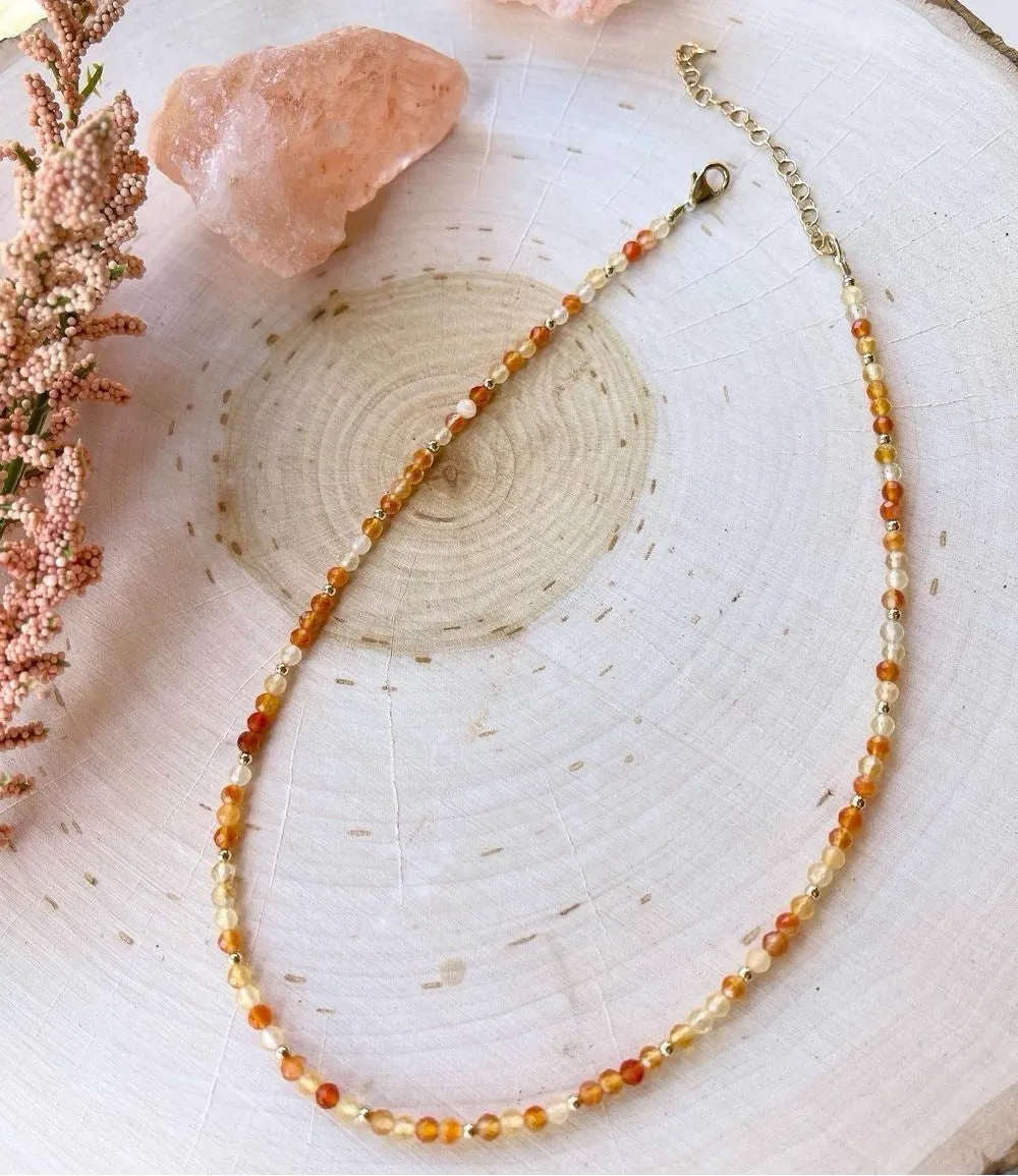 Sweet Peony Carnelian Beaded Necklace