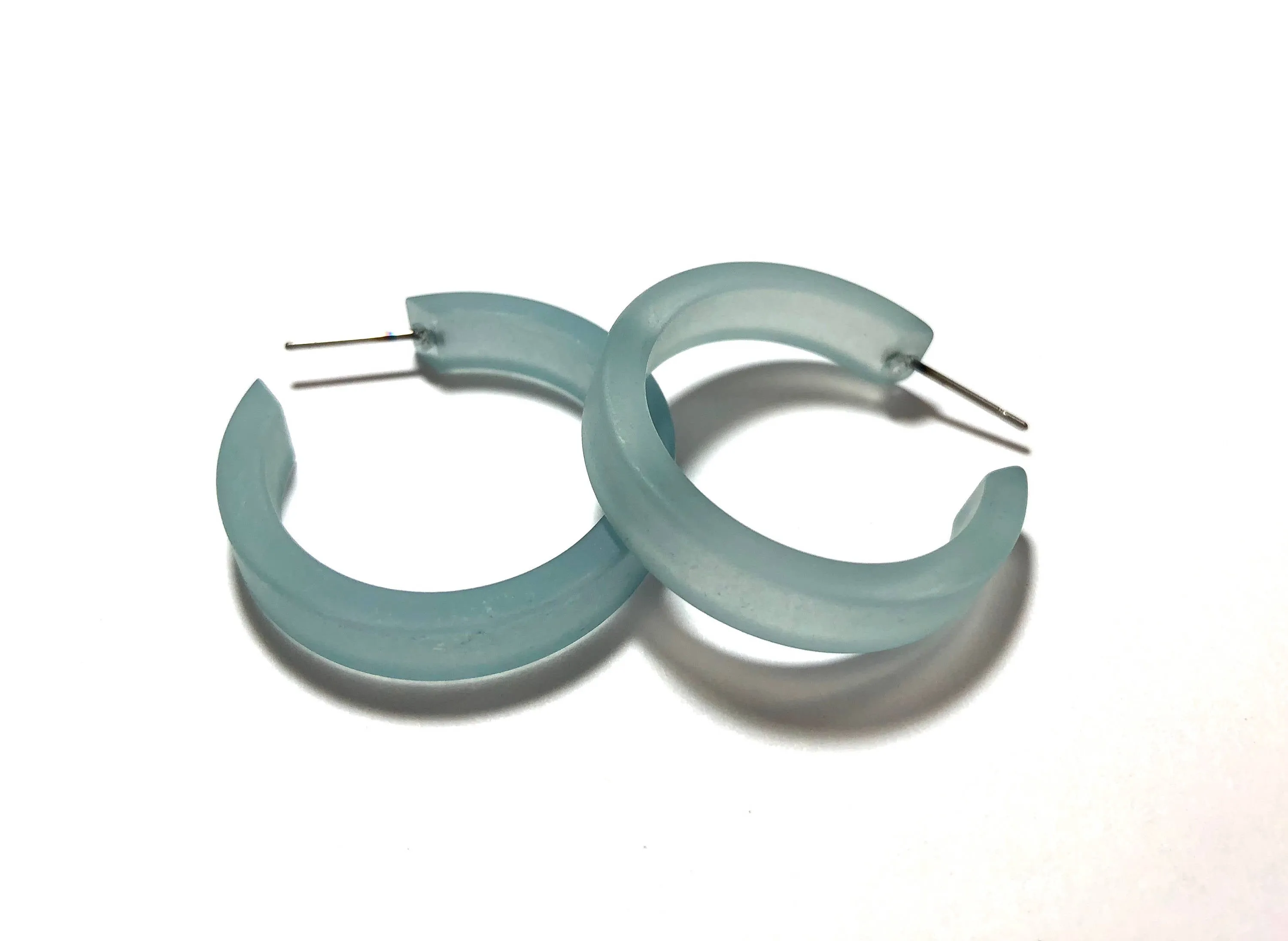 Teal Frosted Small Classic Hoop Earrings