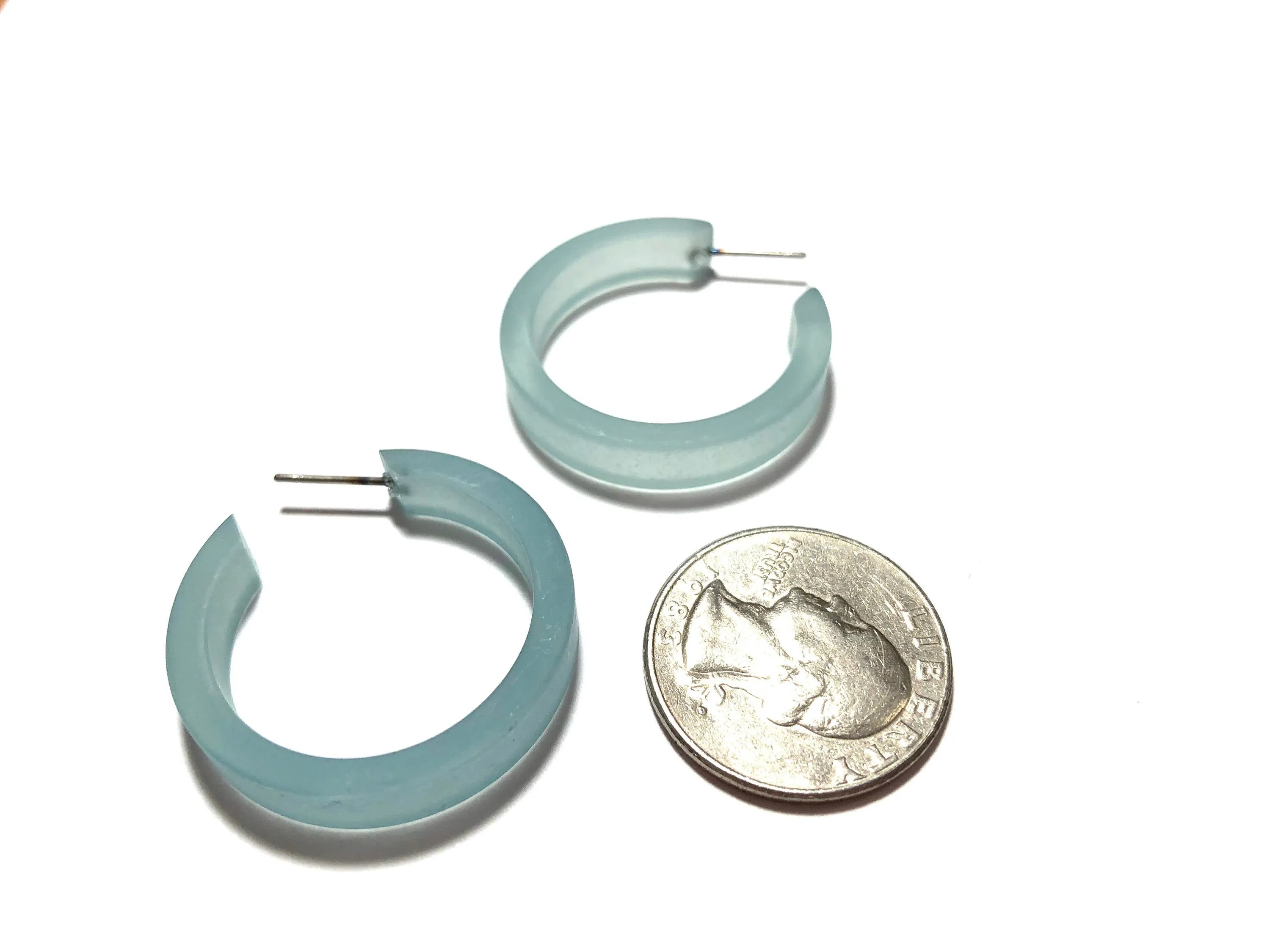 Teal Frosted Small Classic Hoop Earrings