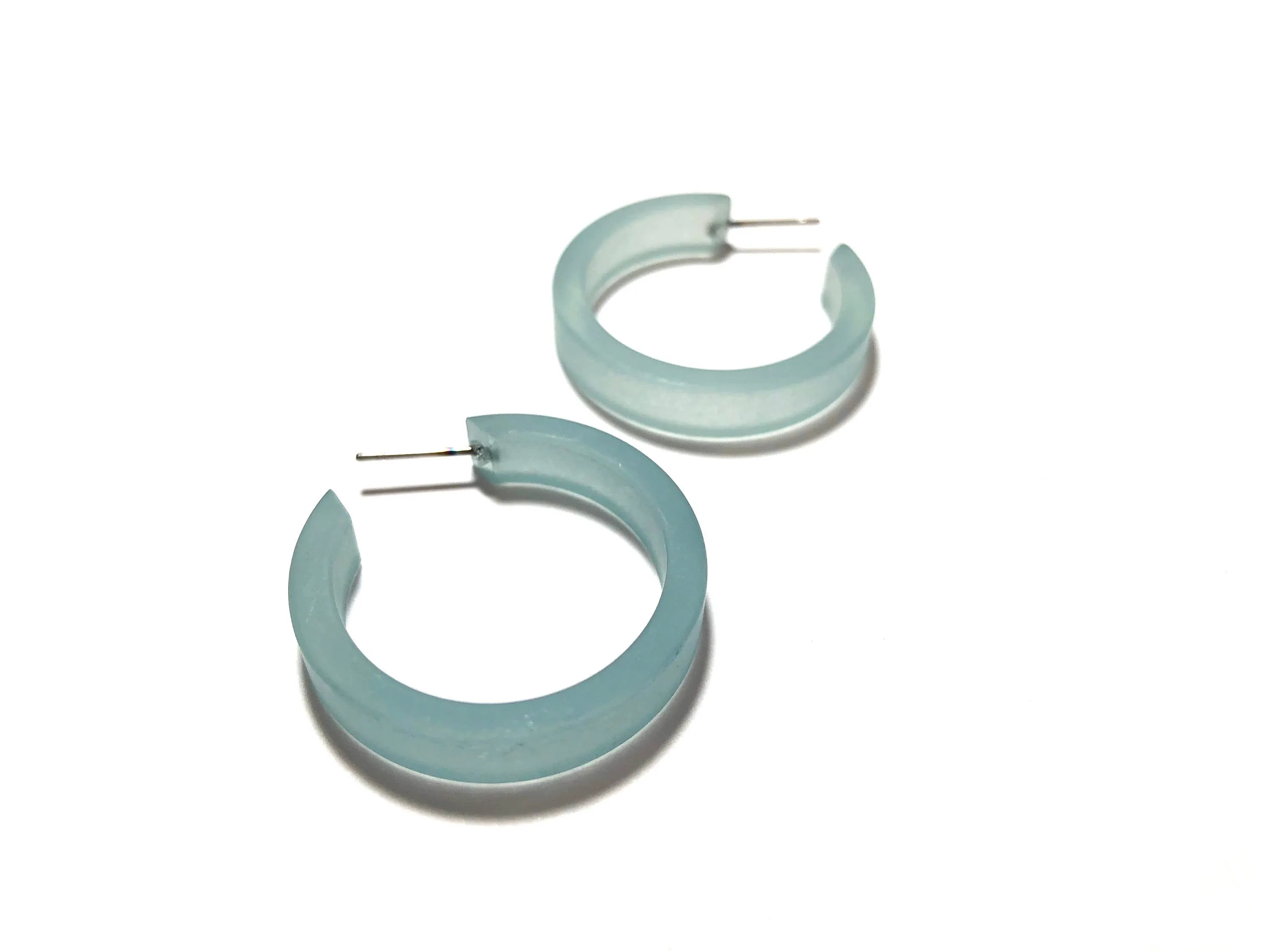 Teal Frosted Small Classic Hoop Earrings