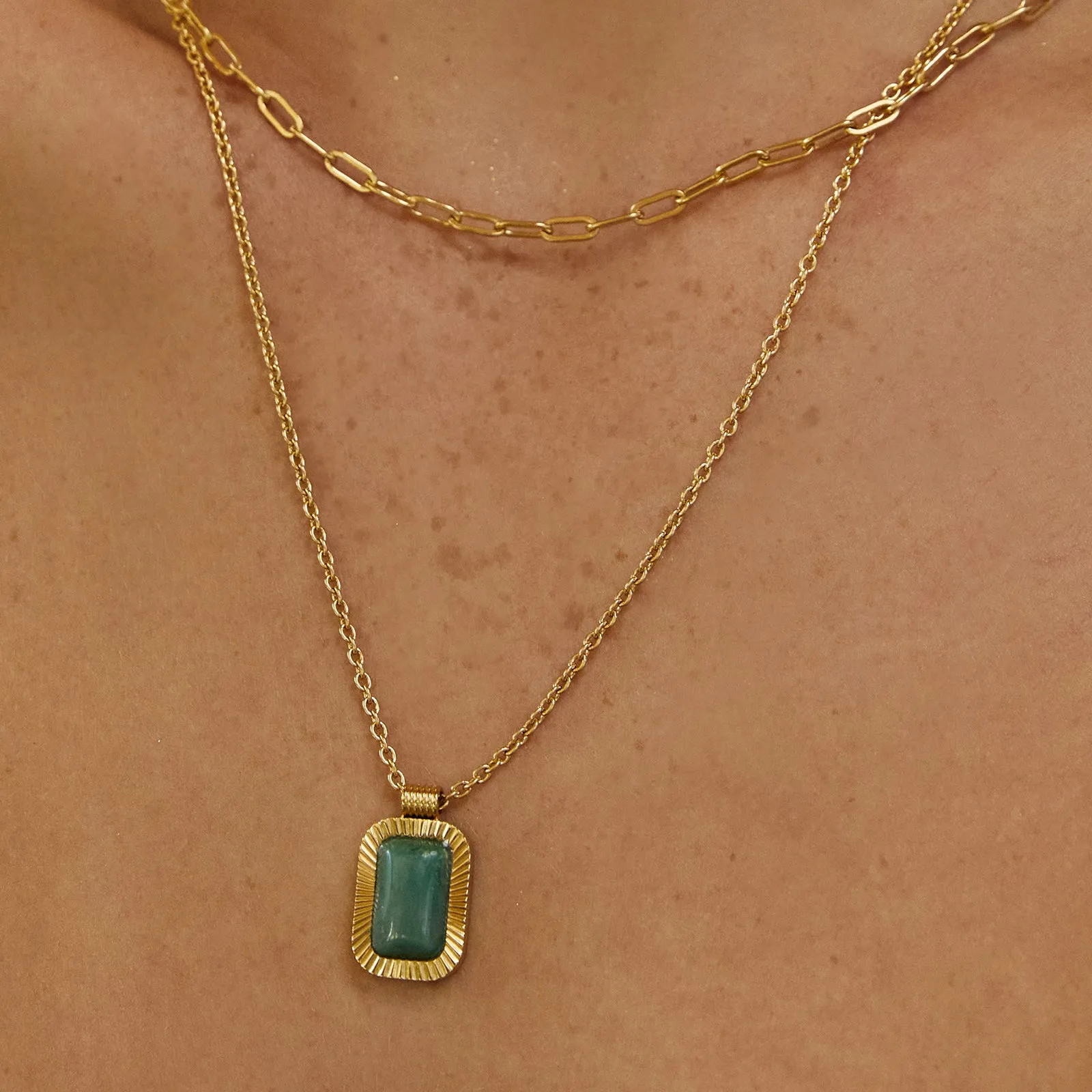 Teo Gold Necklace - Jade