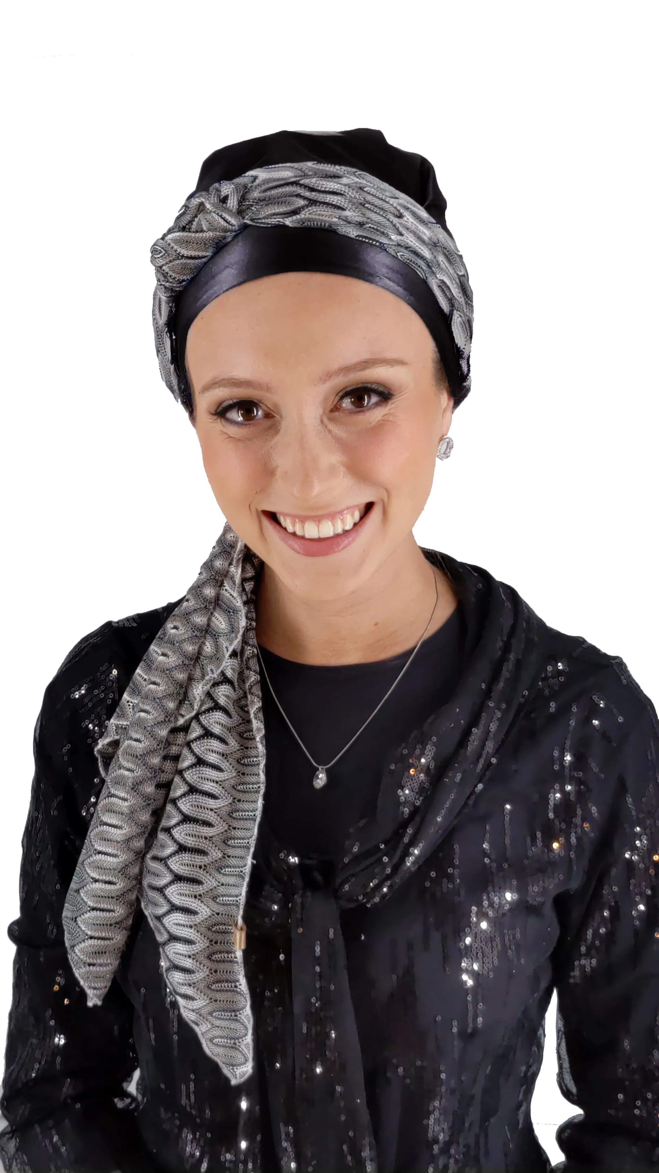 The Rena Crown | Luxury Handmade Turban Crown Head Covering with Attachable Magnetic Headband, non-slip (no wrapping required)