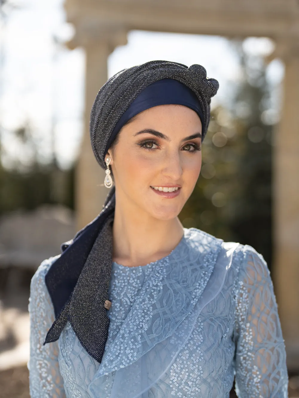 The Rena Crown | Luxury Handmade Turban Crown Head Covering with Attachable Magnetic Headband, non-slip (no wrapping required)