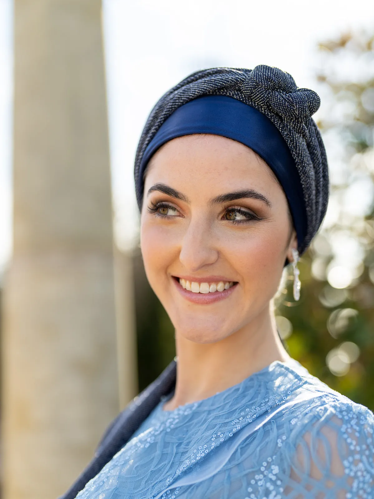 The Rena Crown | Luxury Handmade Turban Crown Head Covering with Attachable Magnetic Headband, non-slip (no wrapping required)