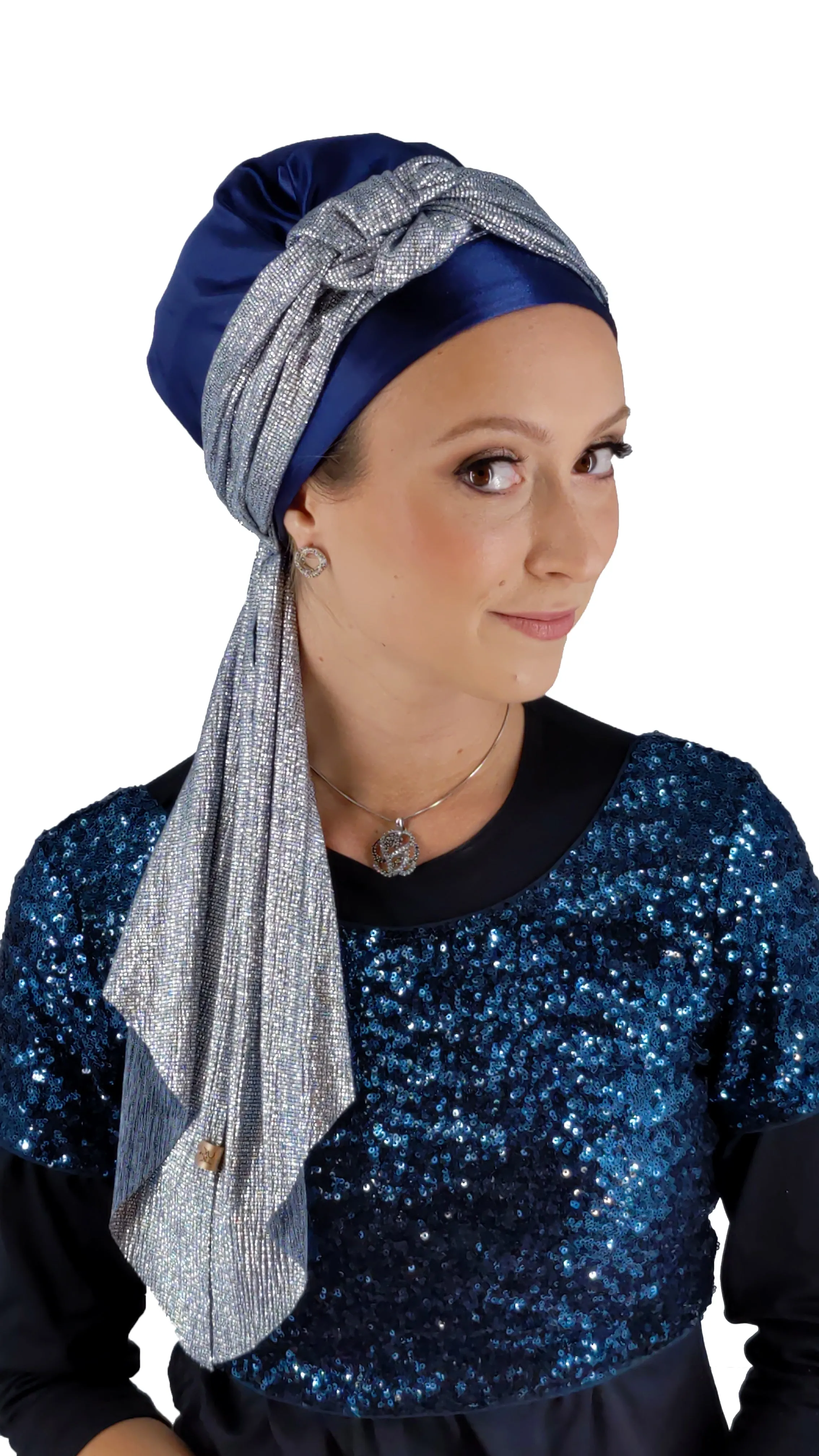 The Rena Crown | Luxury Handmade Turban Crown Head Covering with Attachable Magnetic Headband, non-slip (no wrapping required)