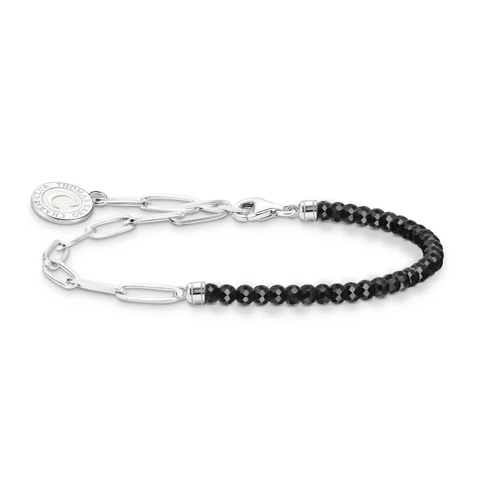 Thomas Sabo Sterling Silver Charmista Long Link Black Onyx 14-17cm Bracelet