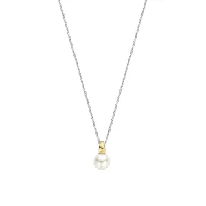 Ti Sento MilanoTwo-Tone Solitaire Pearl Pendants 34037YP/42