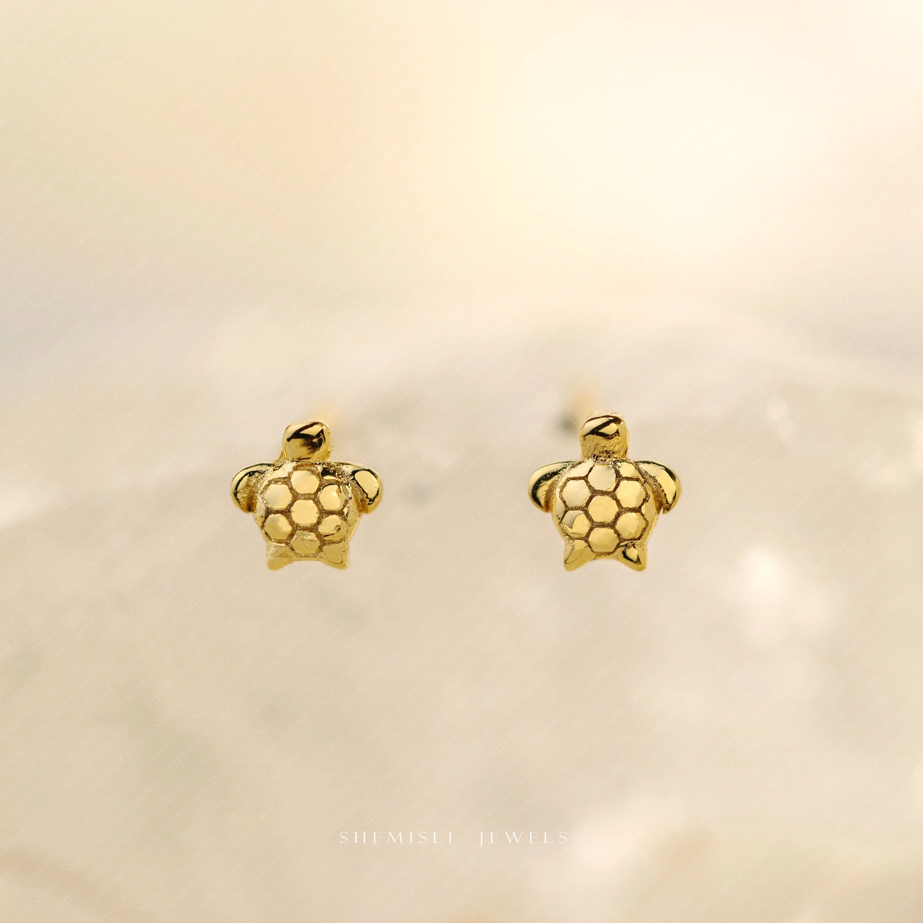 Tiny Sea Turtle Stud Earrings, Unisex, Gold, Silver SS809 Butterfly End, SS810 Screw Ball End (Type A) LR