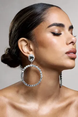 To Present | Silver Diamante Drop Hoop Earrings