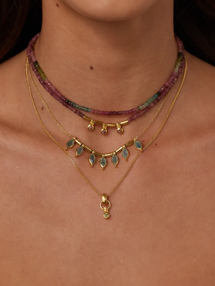 Tourmaline Ombre Gold Necklace