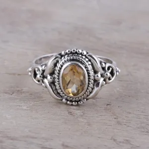 Traditional Citrine Cocktail Ring from India - Traditional Romantic | NOVICA