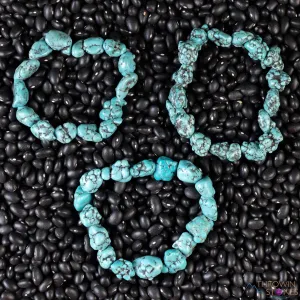 TURQUOISE Crystal Bracelet - Nugget Chip Beads - Beaded Bracelet, Handmade Jewelry, Healing Crystal Bracelet, E2187