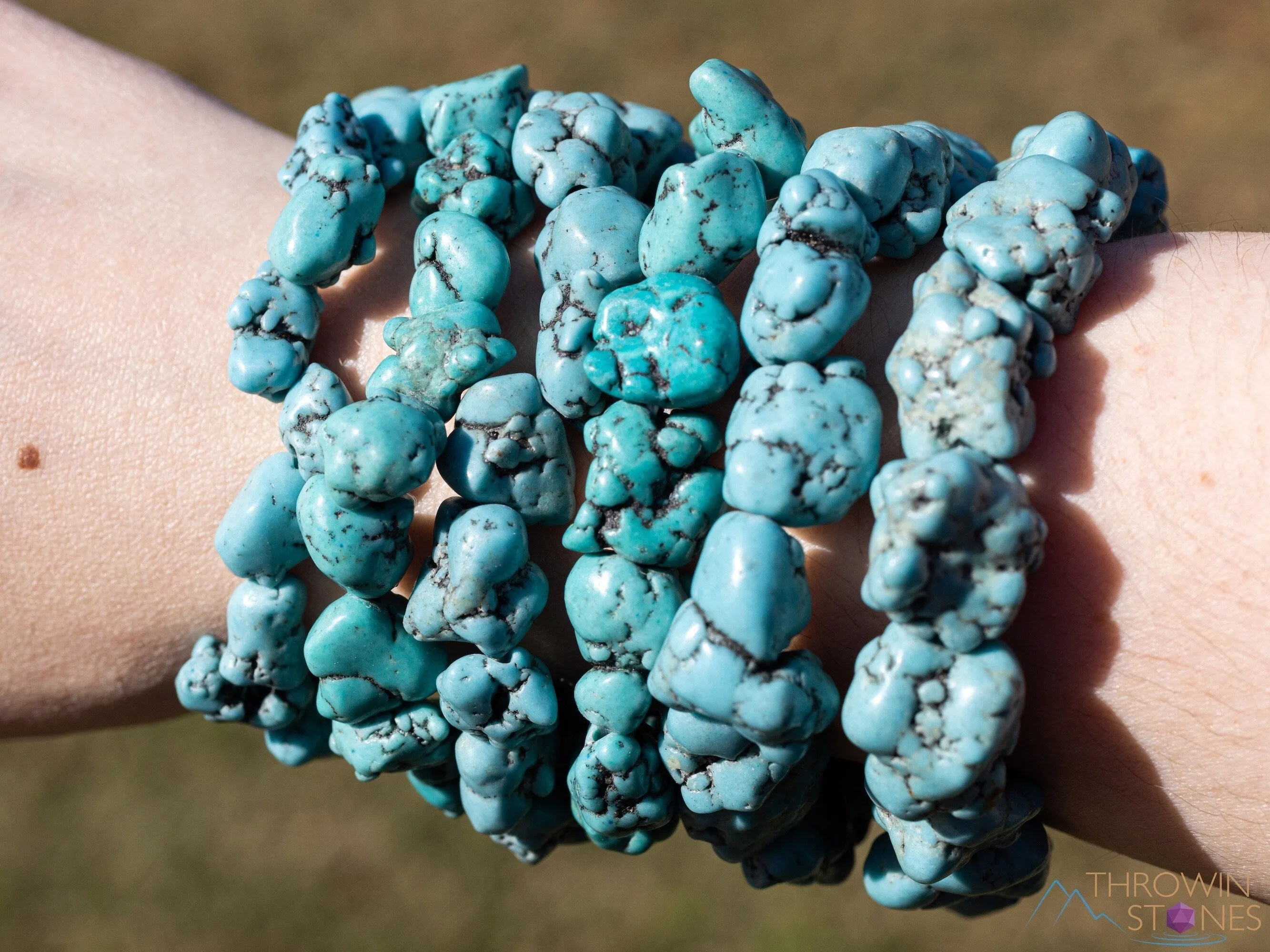 TURQUOISE Crystal Bracelet - Nugget Chip Beads - Beaded Bracelet, Handmade Jewelry, Healing Crystal Bracelet, E2187