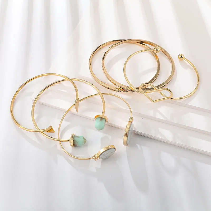 Turquoise Triangle Heart 6-piece Bracelet