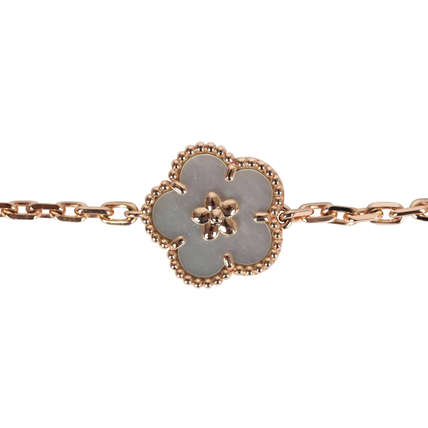 Van Cleef & Arpels Lucky Spring 5 Motif Bracelet Carnelian, Mother of Pearl & Onyx 18K Rose Gold